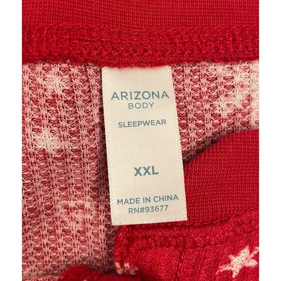 Arizona Body Juniors Waffle Long Sleeve 2pc. Shorts Pajama Set Red Heart XXL NWT - Picture 3 of 10